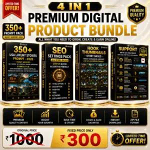 4 in 1 Premium Digital Product Bundle – 350+ USA Luxury Stories Prompt Pack, SEO Settings, Hook Thumbnails & Creator Support